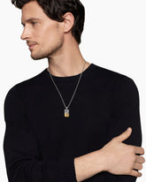 Waves Tag in Sterling Silver with 18K Yellow Gold, 27mm